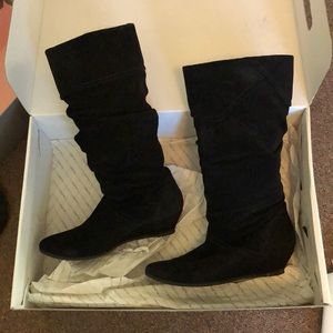 ALDO wedge heel black suede boots